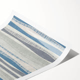 Geometric Abstract Canvas Art – Blue and Gray Wavy Line Texture