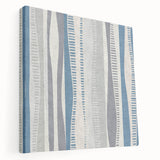 Geometric Abstract Canvas Art – Blue and Gray Wavy Line Texture