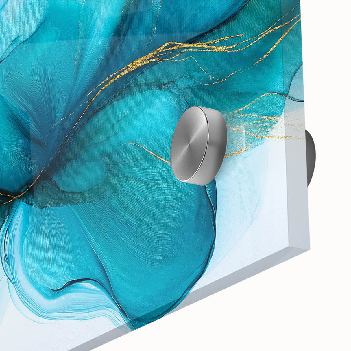 Teal & Gold Fluid Abstract Wall Art – Modern Acrylic Canvas Print