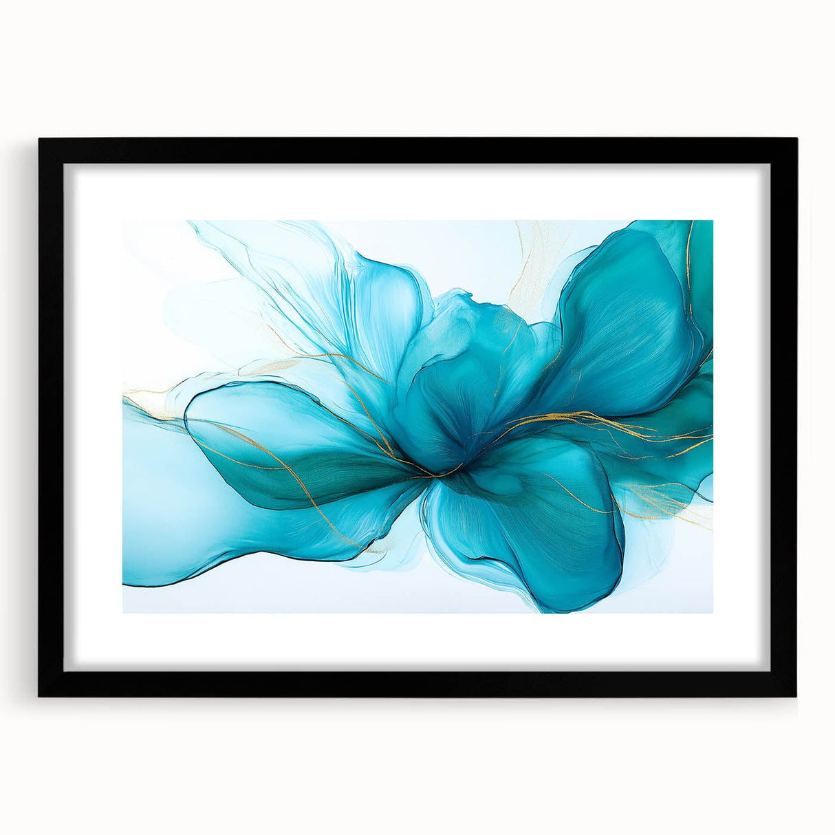 Teal & Gold Fluid Abstract Wall Art – Modern Acrylic Canvas Print