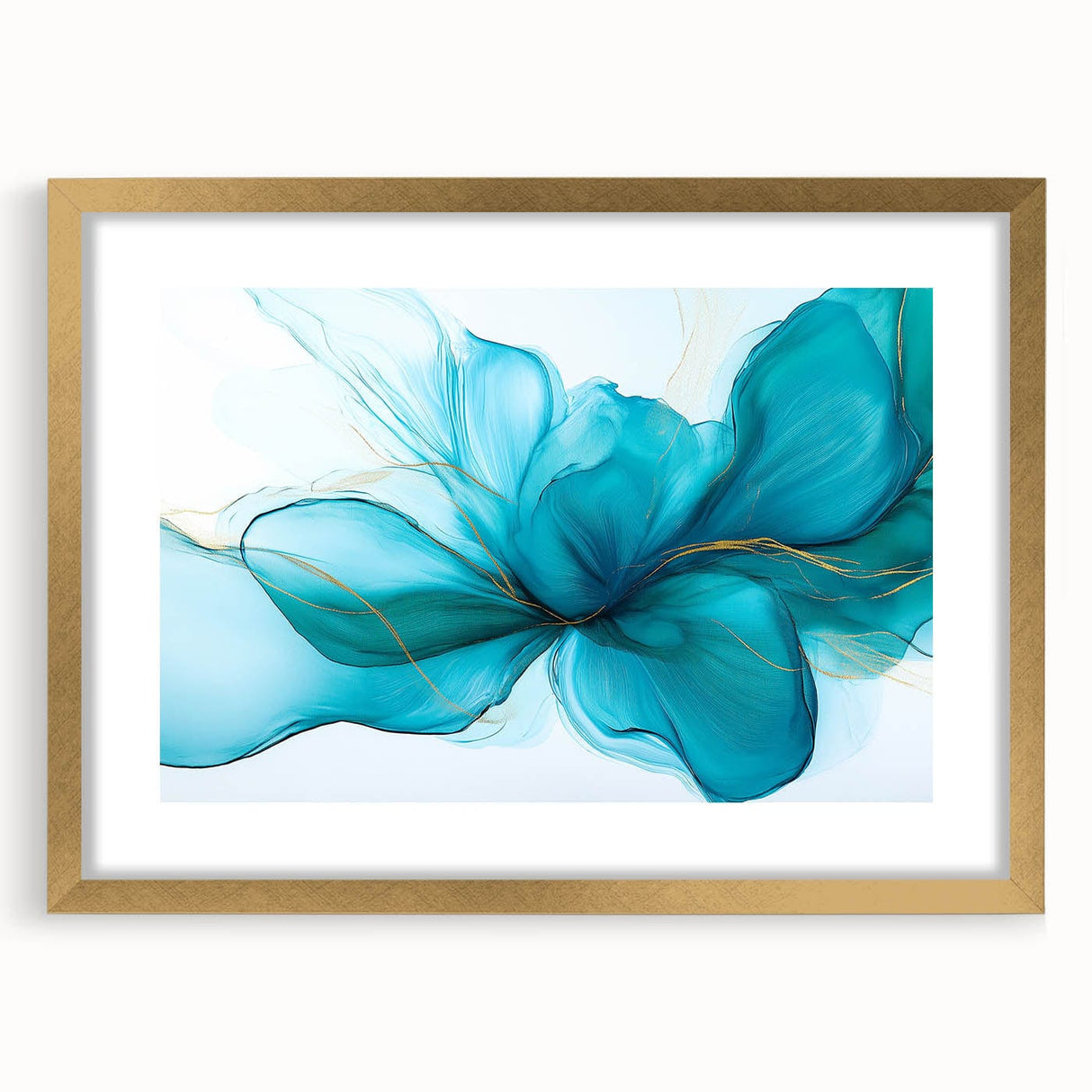 Teal & Gold Fluid Abstract Wall Art – Modern Acrylic Canvas Print