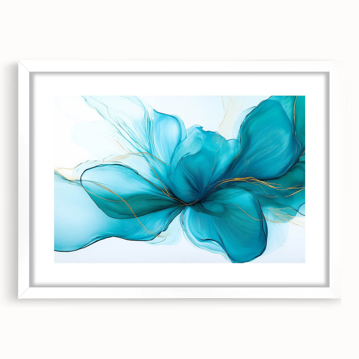 Teal & Gold Fluid Abstract Wall Art – Modern Acrylic Canvas Print
