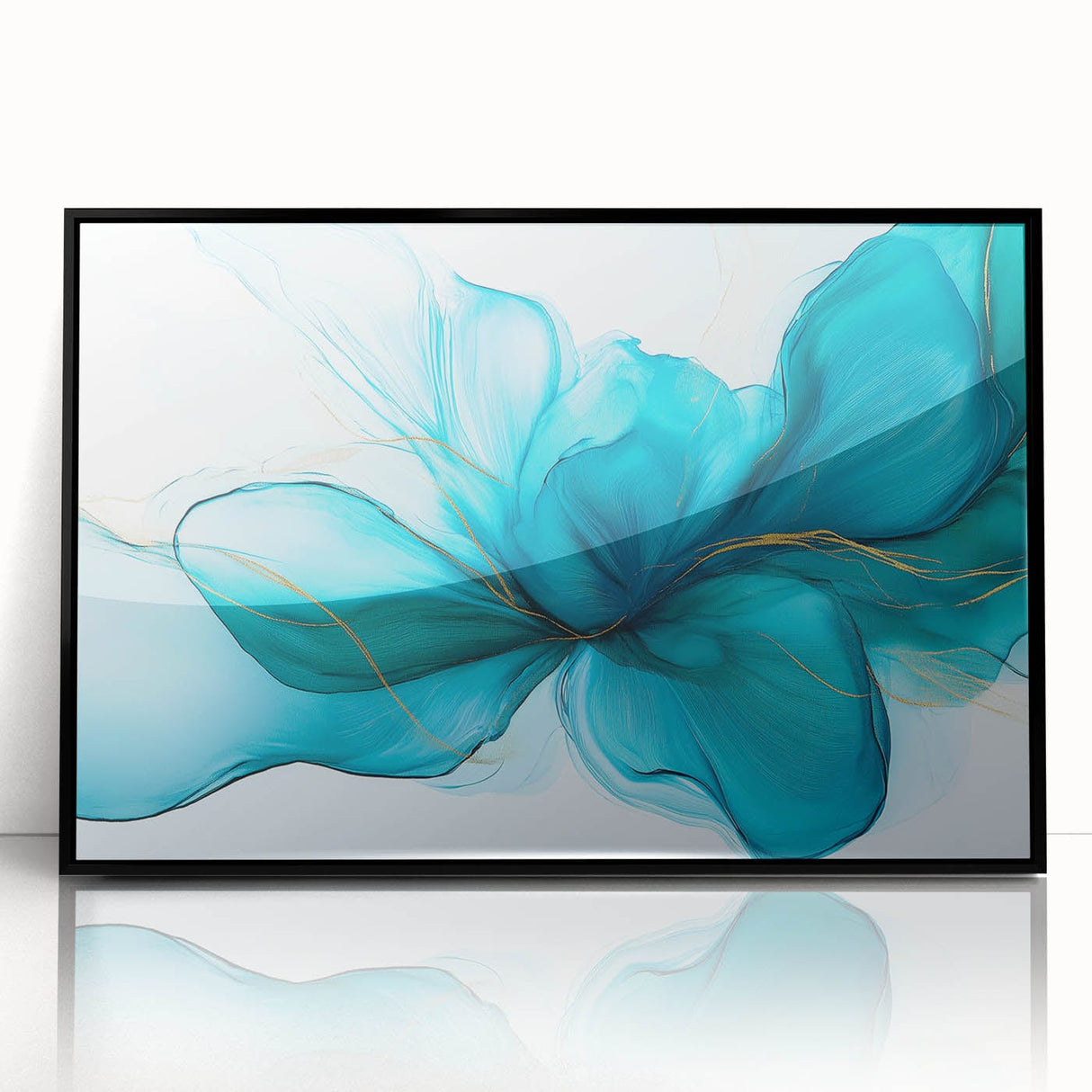 Teal & Gold Fluid Abstract Wall Art – Modern Acrylic Canvas Print