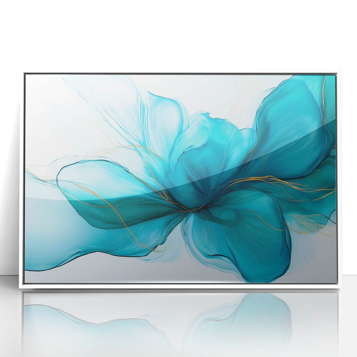 Teal & Gold Fluid Abstract Wall Art – Modern Acrylic Canvas Print