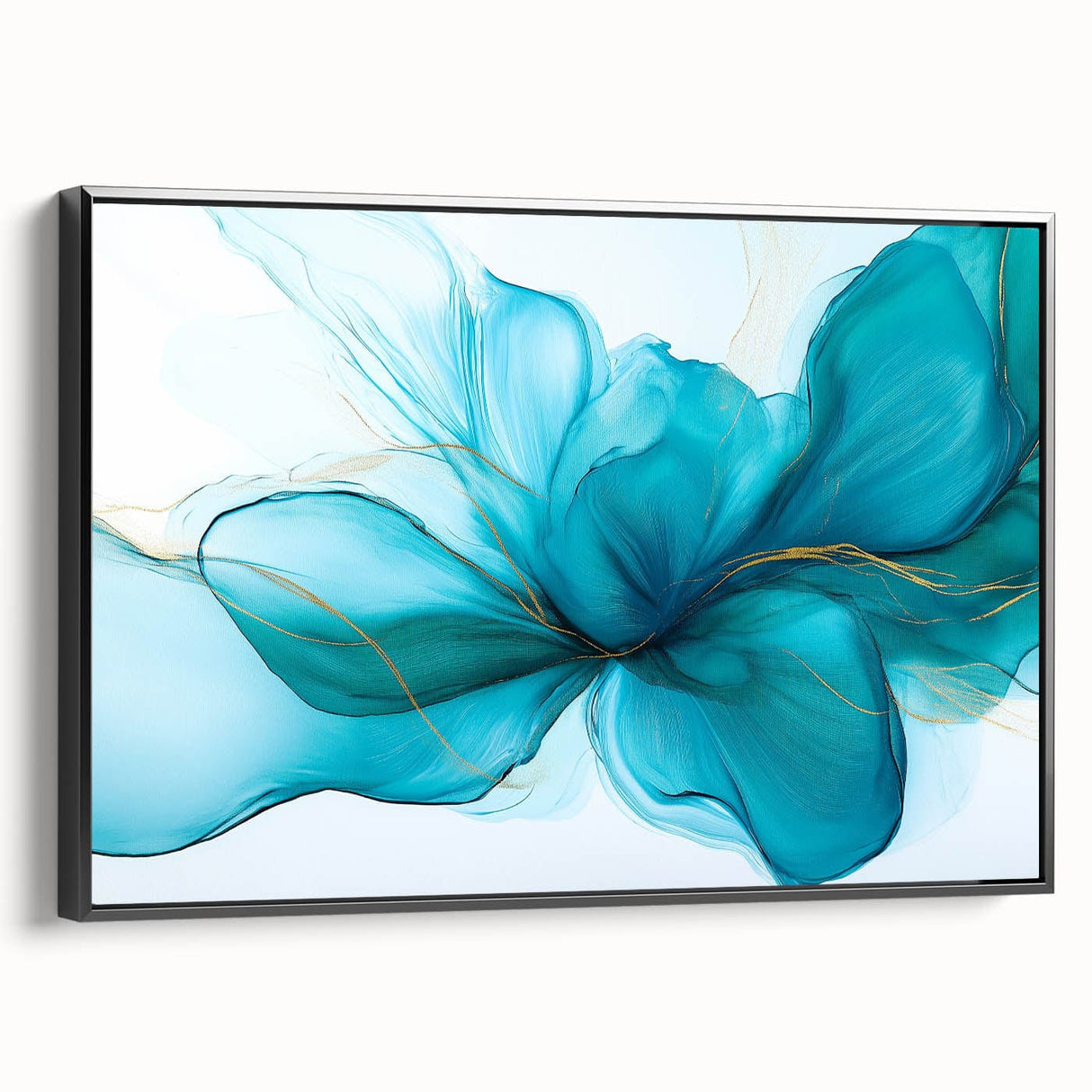 Teal & Gold Fluid Abstract Wall Art – Modern Acrylic Canvas Print