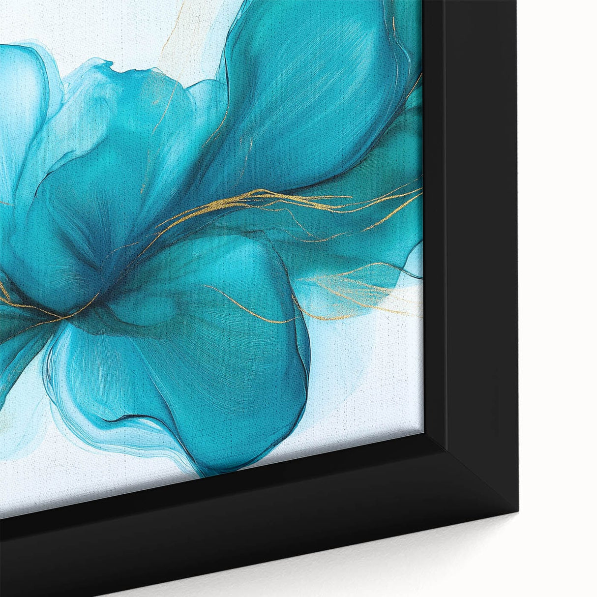 Teal & Gold Fluid Abstract Wall Art – Modern Acrylic Canvas Print