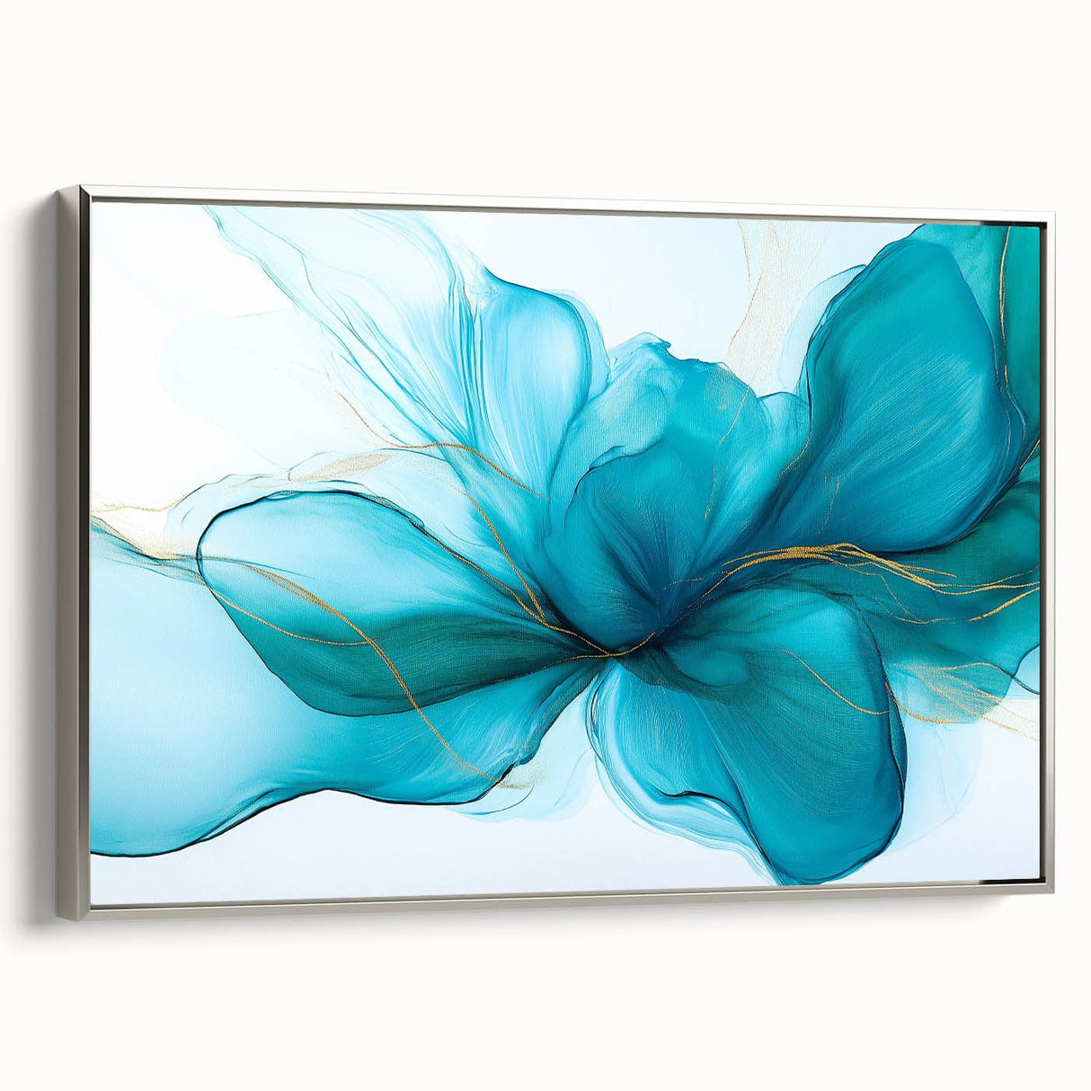 Teal & Gold Fluid Abstract Wall Art – Modern Acrylic Canvas Print