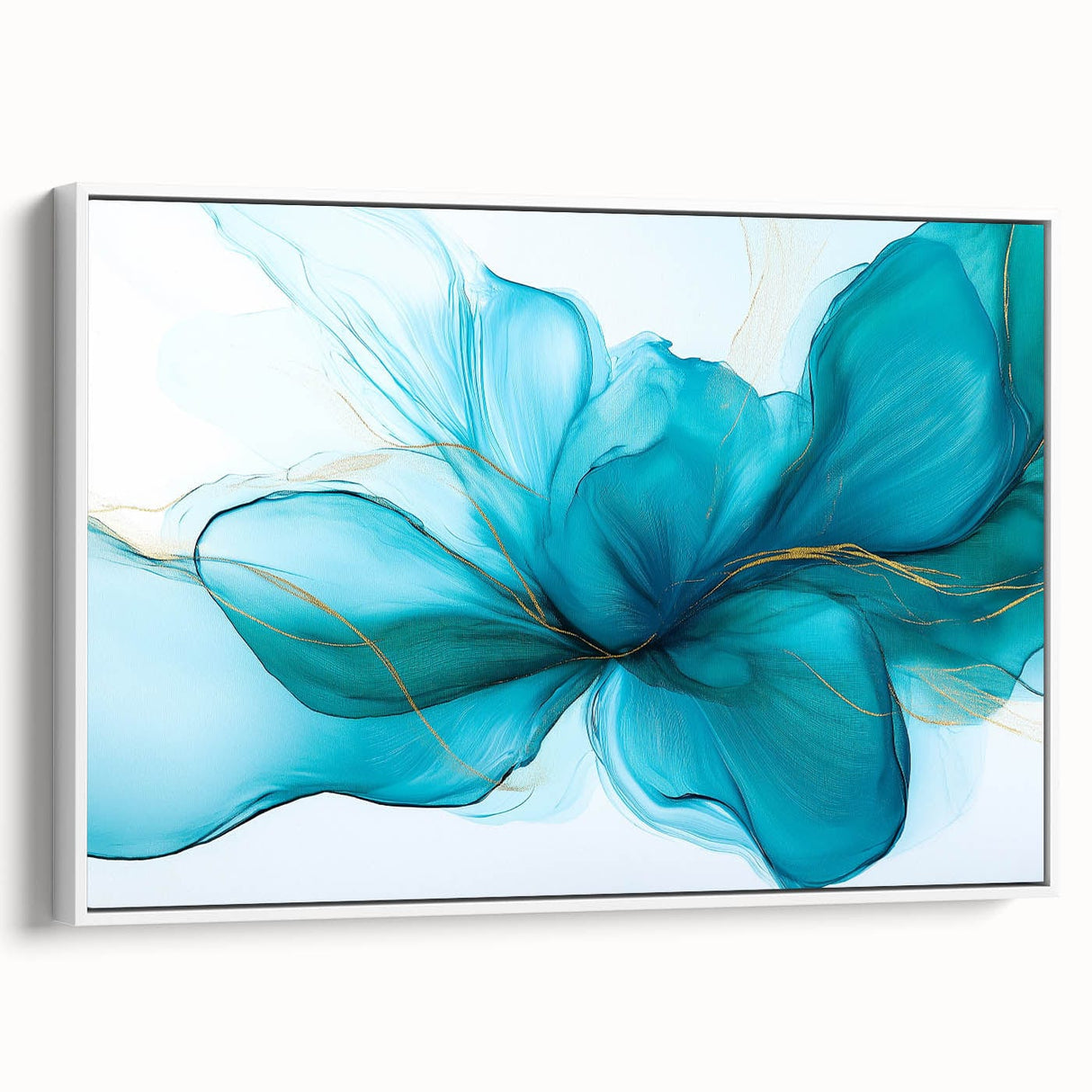 Teal & Gold Fluid Abstract Wall Art – Modern Acrylic Canvas Print