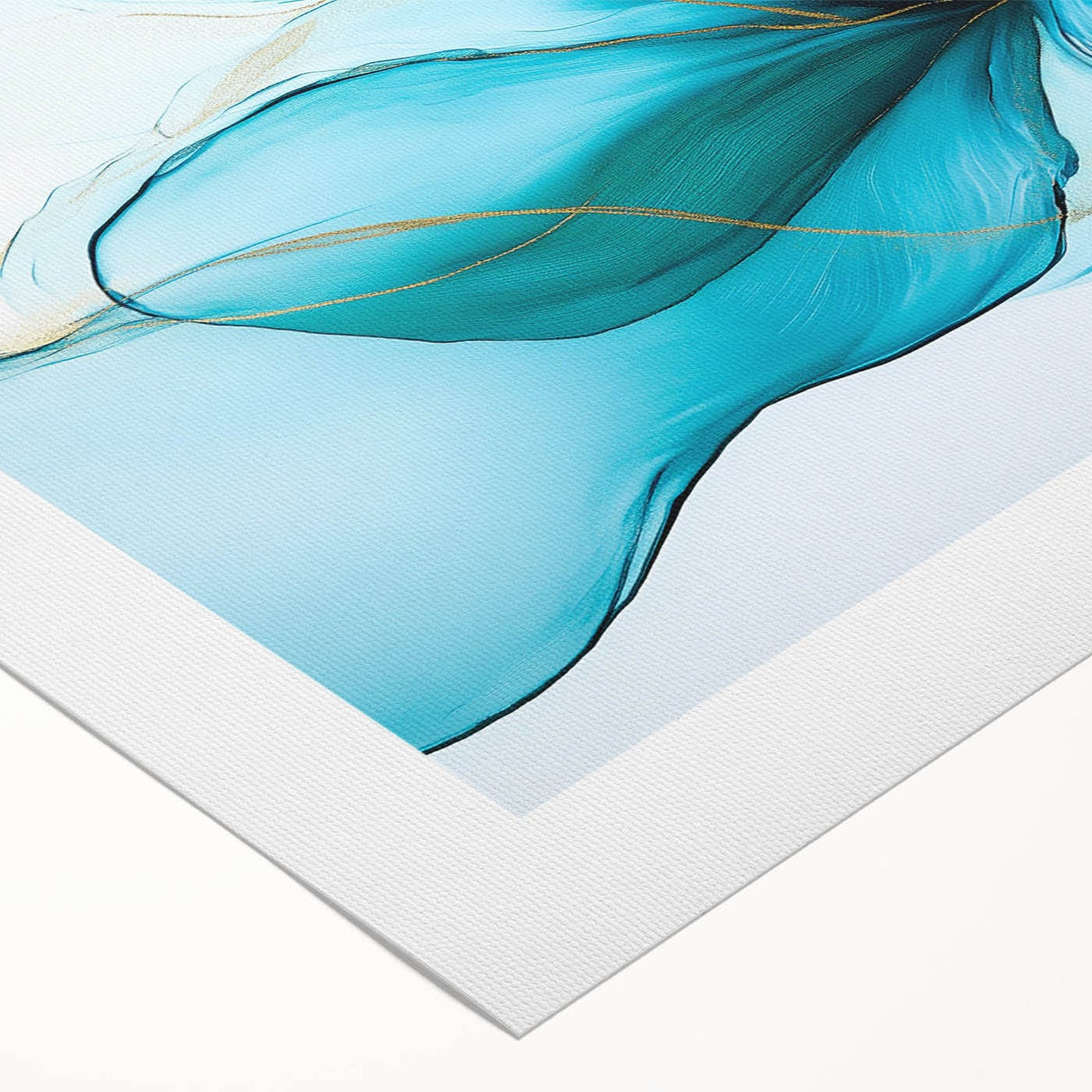 Teal & Gold Fluid Abstract Wall Art – Modern Acrylic Canvas Print