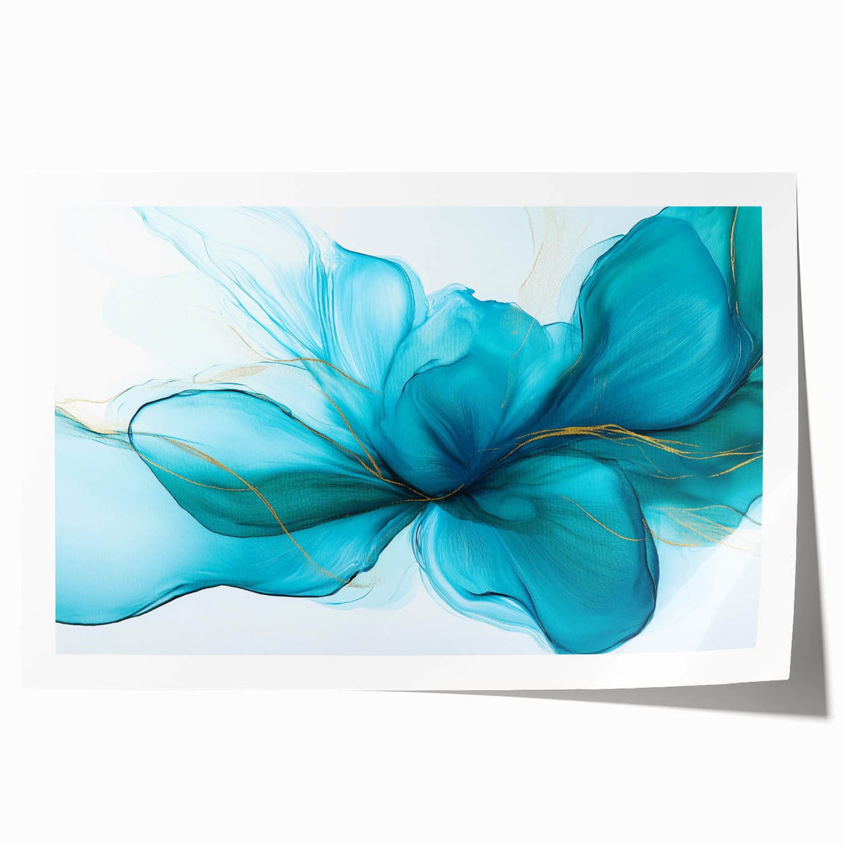Teal & Gold Fluid Abstract Wall Art – Modern Acrylic Canvas Print