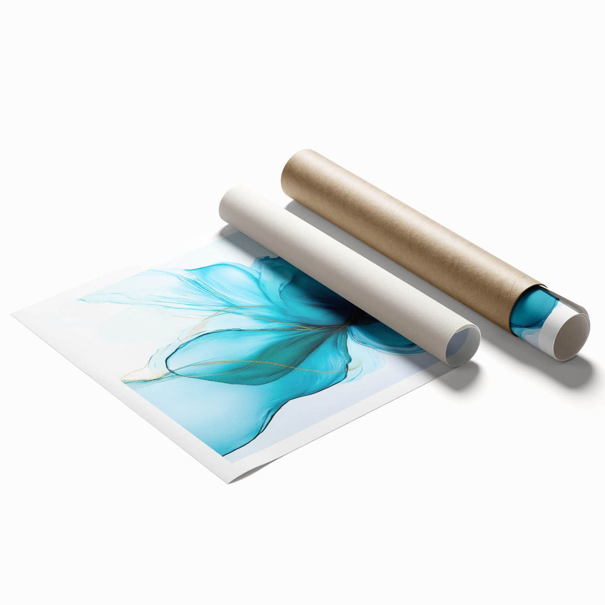 Teal & Gold Fluid Abstract Wall Art – Modern Acrylic Canvas Print