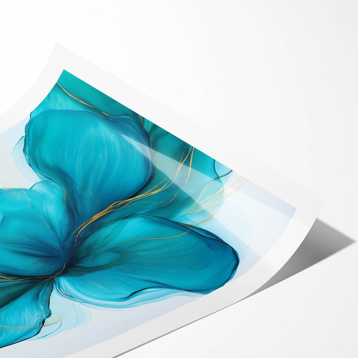 Teal & Gold Fluid Abstract Wall Art – Modern Acrylic Canvas Print