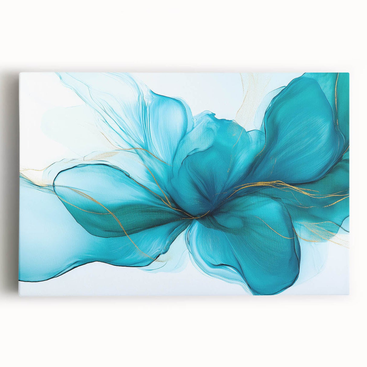 Teal & Gold Fluid Abstract Wall Art – Modern Acrylic Canvas Print