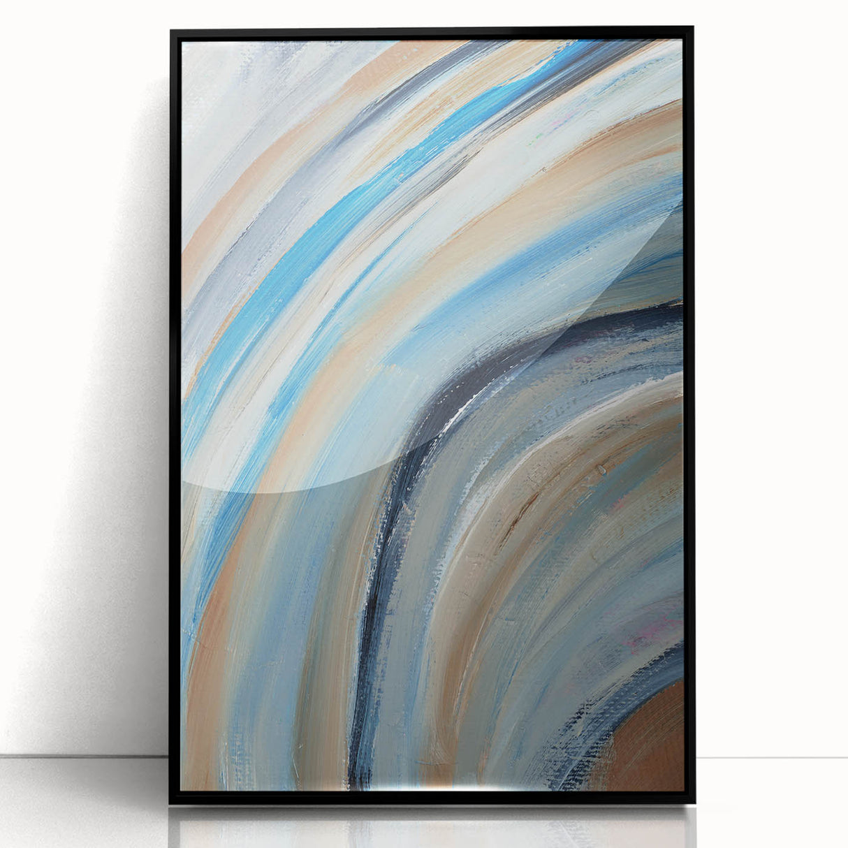 Sweeping Motion Blues – Modern Abstract Canvas Prints in Earth Tones