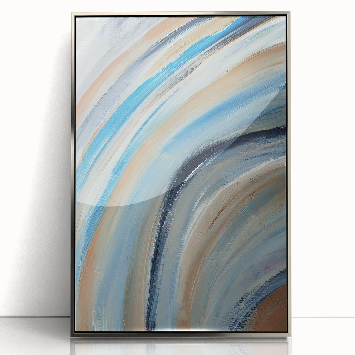 Sweeping Motion Blues – Modern Abstract Canvas Prints in Earth Tones