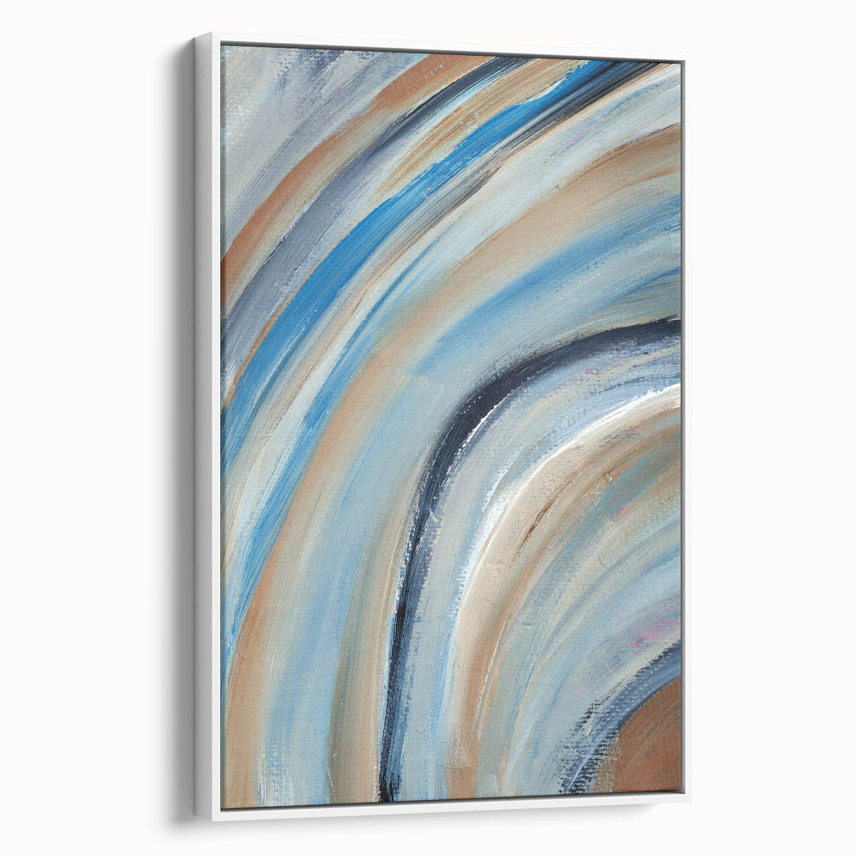 Sweeping Motion Blues – Modern Abstract Canvas Prints in Earth Tones