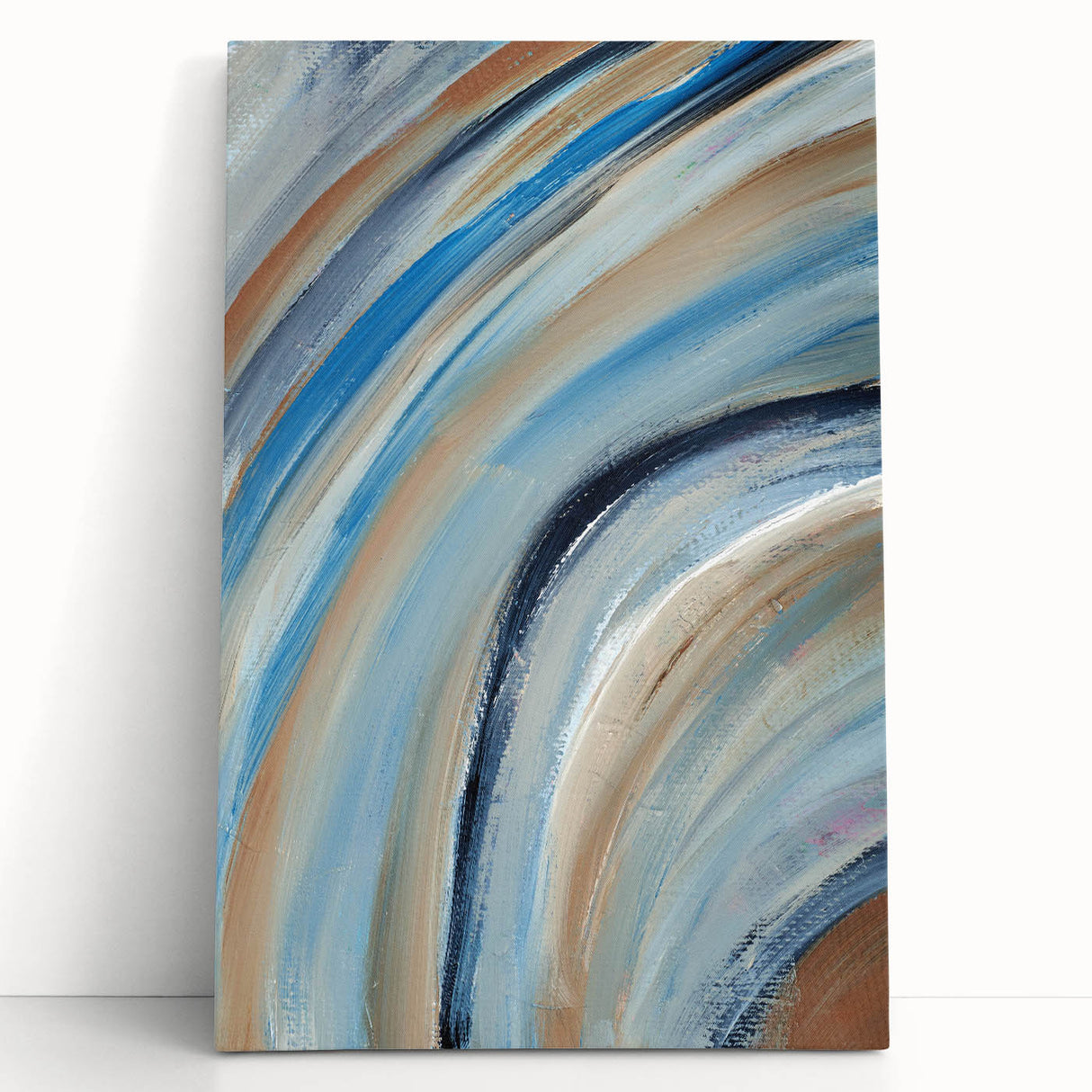 Sweeping Motion Blues – Modern Abstract Canvas Prints in Earth Tones