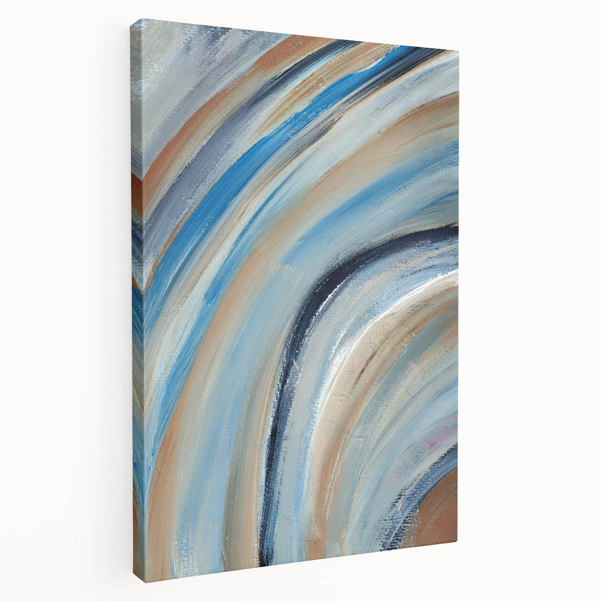 Sweeping Motion Blues – Modern Abstract Canvas Prints in Earth Tones