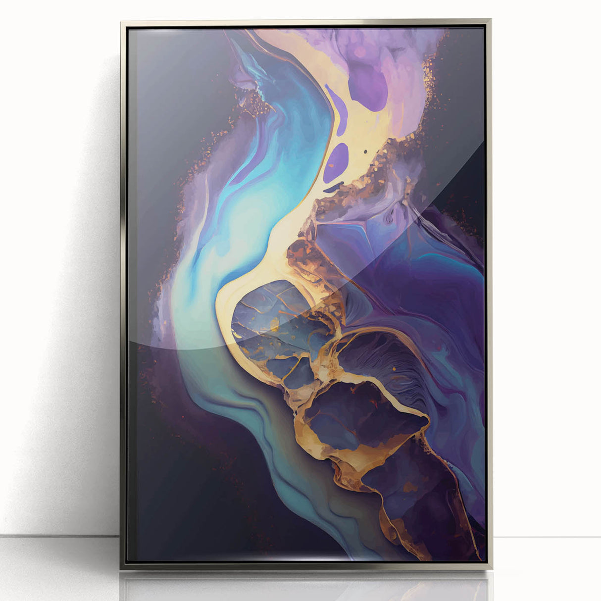Upscale Abstract Art Collection – Teal, Purple & Gold Canvas