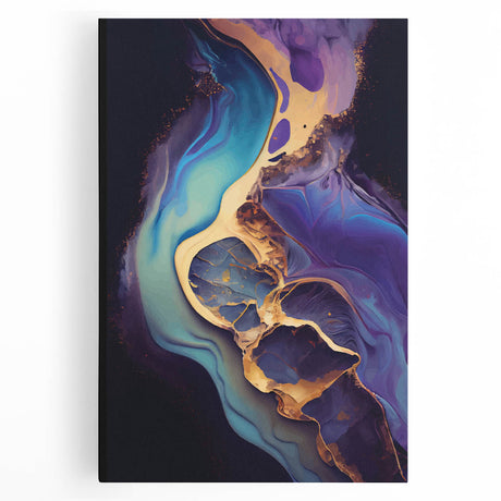 Upscale Abstract Art Collection – Teal, Purple & Gold Canvas