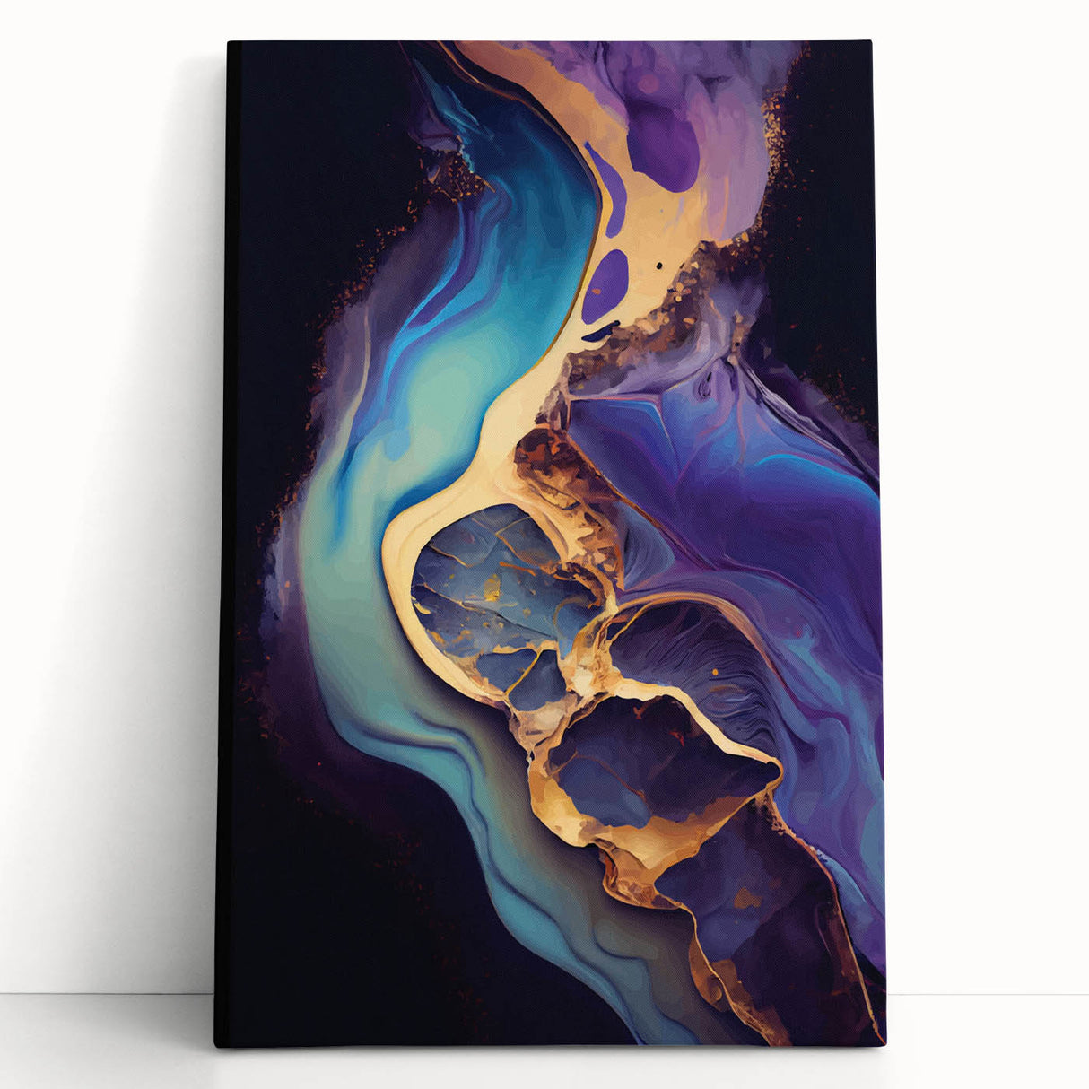 Upscale Abstract Art Collection – Teal, Purple & Gold Canvas