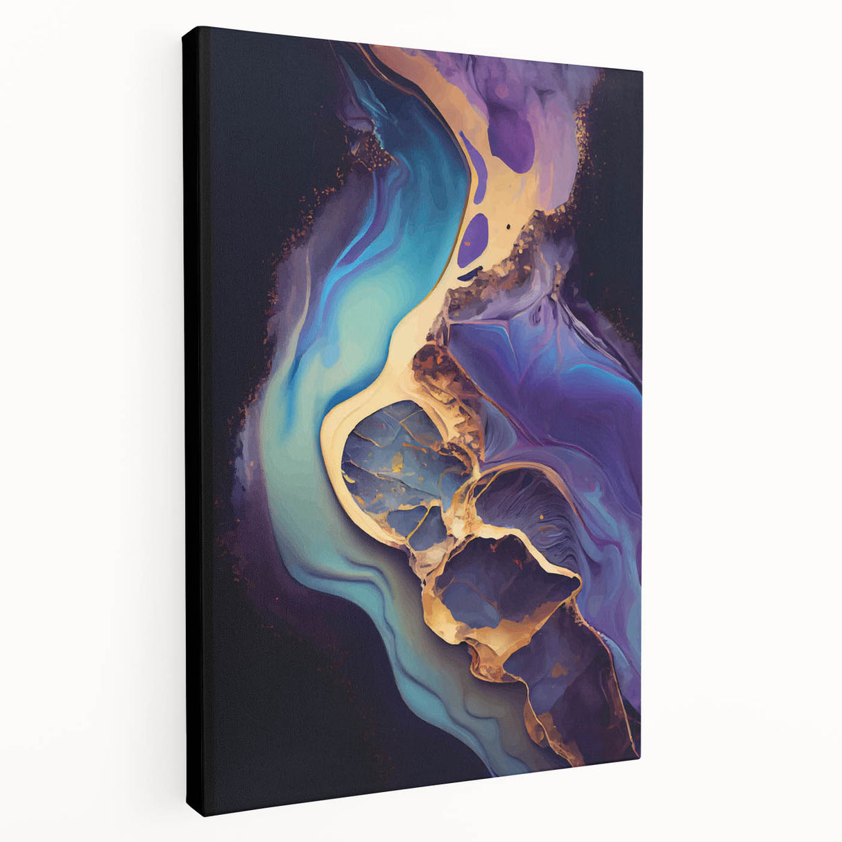 Upscale Abstract Art Collection – Teal, Purple & Gold Canvas
