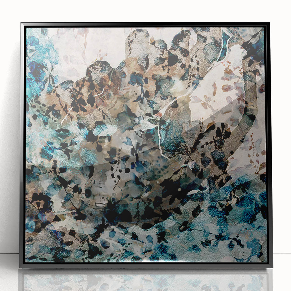 Earthen Harmony Abstracts – Teal and Beige Modern Abstract Wall Art