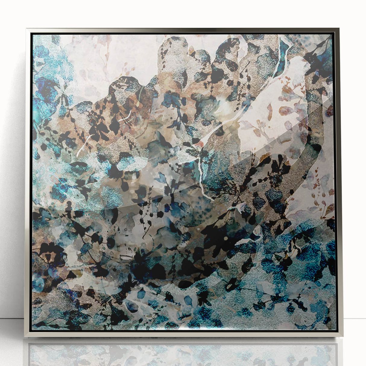 Earthen Harmony Abstracts – Teal and Beige Modern Abstract Wall Art