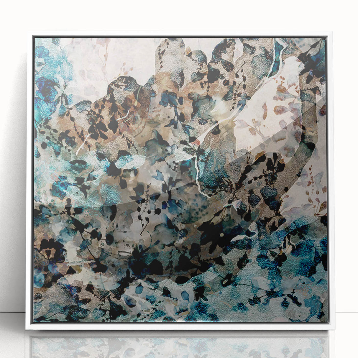 Earthen Harmony Abstracts – Teal and Beige Modern Abstract Wall Art