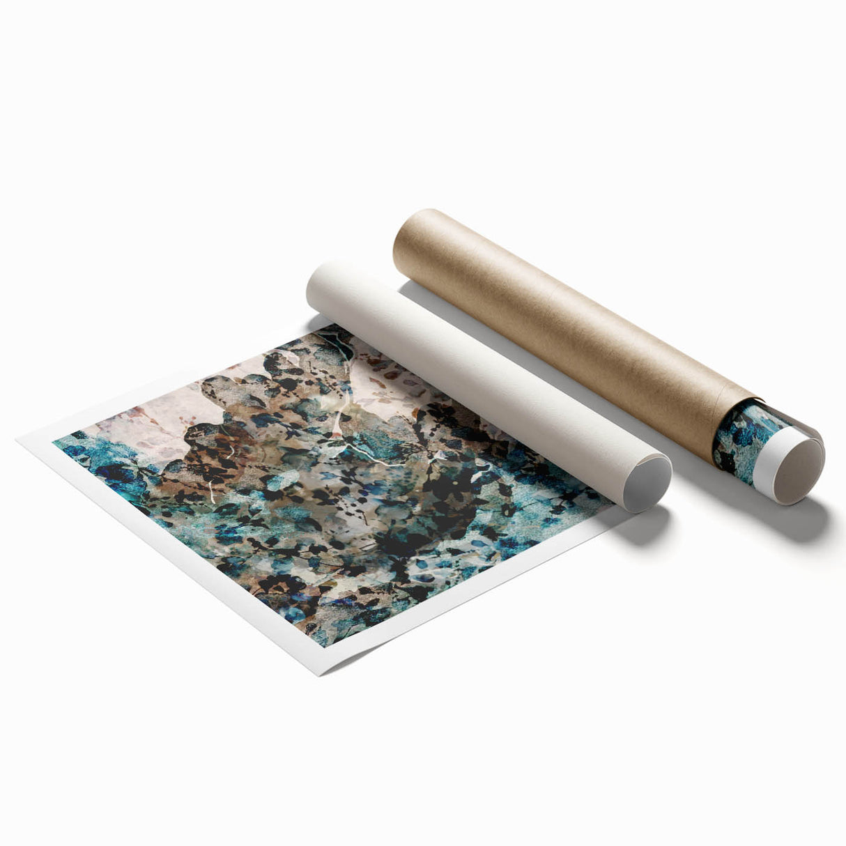 Earthen Harmony Abstracts – Teal and Beige Modern Abstract Wall Art