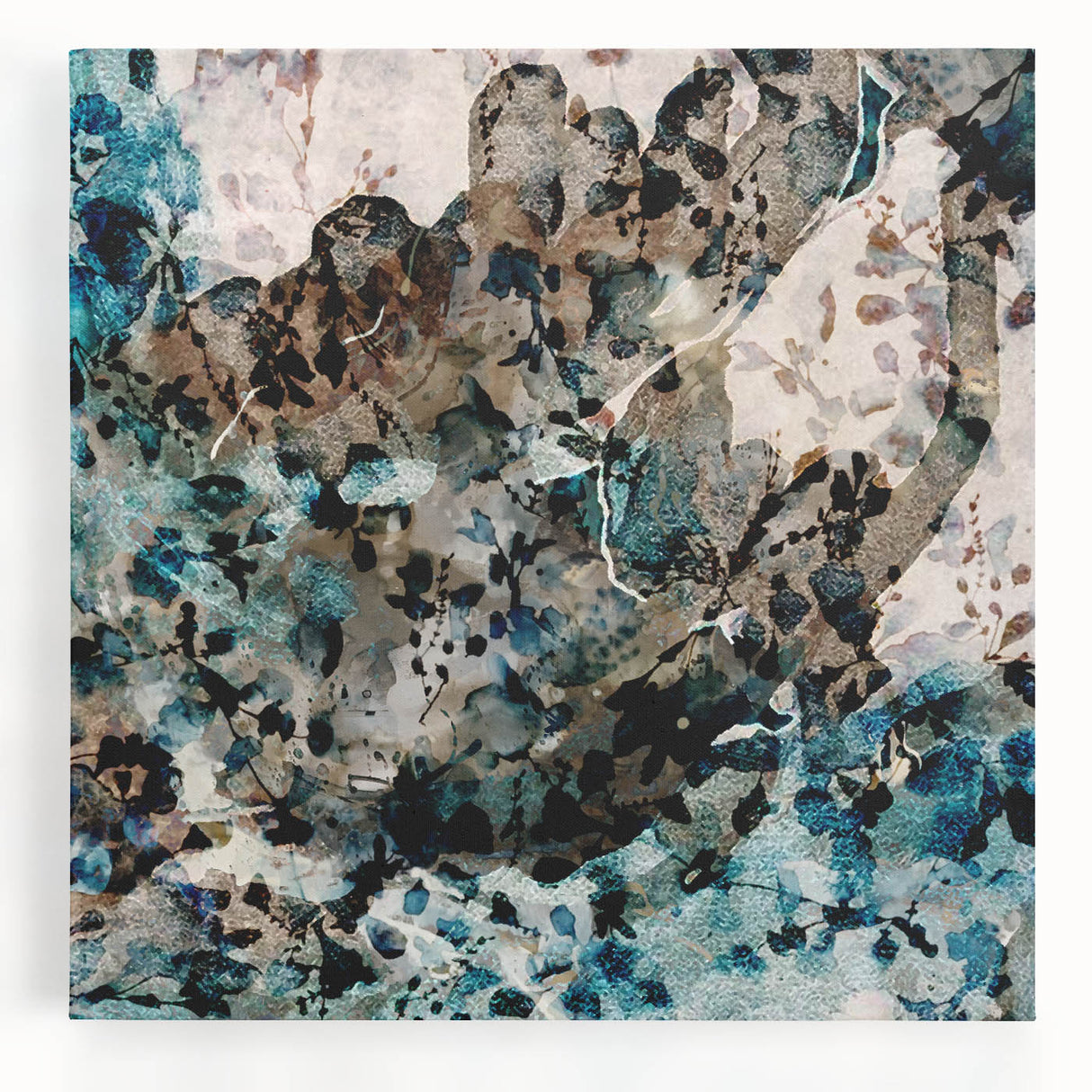 Earthen Harmony Abstracts – Teal and Beige Modern Abstract Wall Art