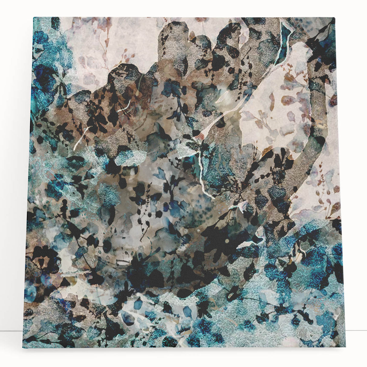 Earthen Harmony Abstracts – Teal and Beige Modern Abstract Wall Art