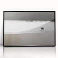 Black and White Minimalist Landscapes – Couple Walking on Shoreline