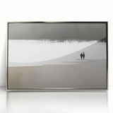 Black and White Minimalist Landscapes – Couple Walking on Shoreline
