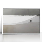 Black and White Minimalist Landscapes – Couple Walking on Shoreline