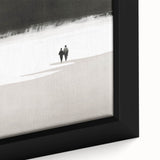 Black and White Minimalist Landscapes – Couple Walking on Shoreline