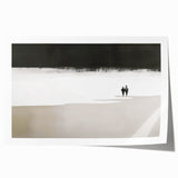 Black and White Minimalist Landscapes – Couple Walking on Shoreline