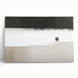 Black and White Minimalist Landscapes – Couple Walking on Shoreline