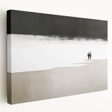Black and White Minimalist Landscapes – Couple Walking on Shoreline