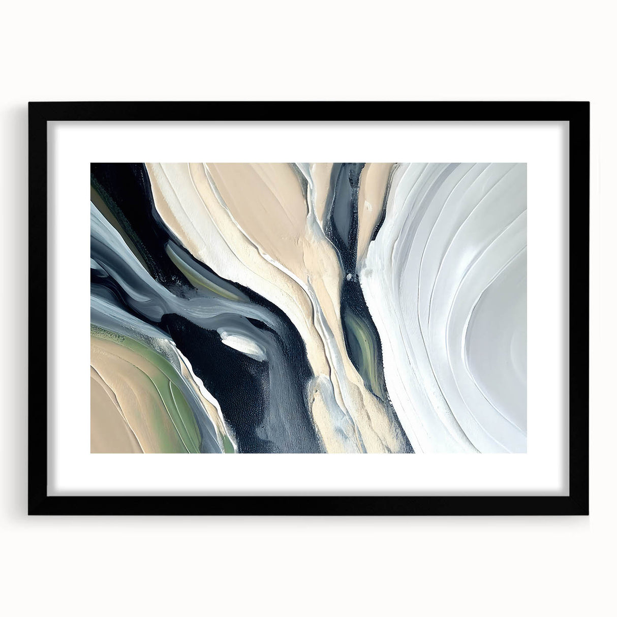 Large Modern Art Piece - Beige and Black Abstract Canvas