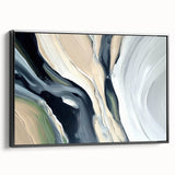 Large Modern Art Piece - Beige and Black Abstract Canvas