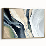 Large Modern Art Piece - Beige and Black Abstract Canvas