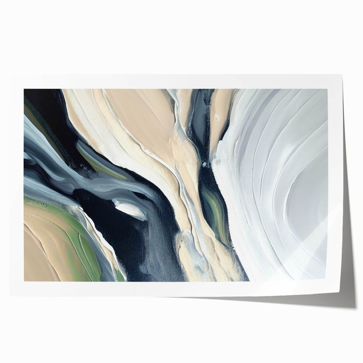 Large Modern Art Piece - Beige and Black Abstract Canvas