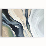 Large Modern Art Piece - Beige and Black Abstract Canvas