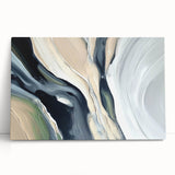 Large Modern Art Piece - Beige and Black Abstract Canvas