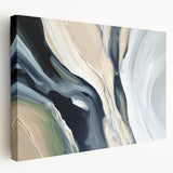 Large Modern Art Piece - Beige and Black Abstract Canvas