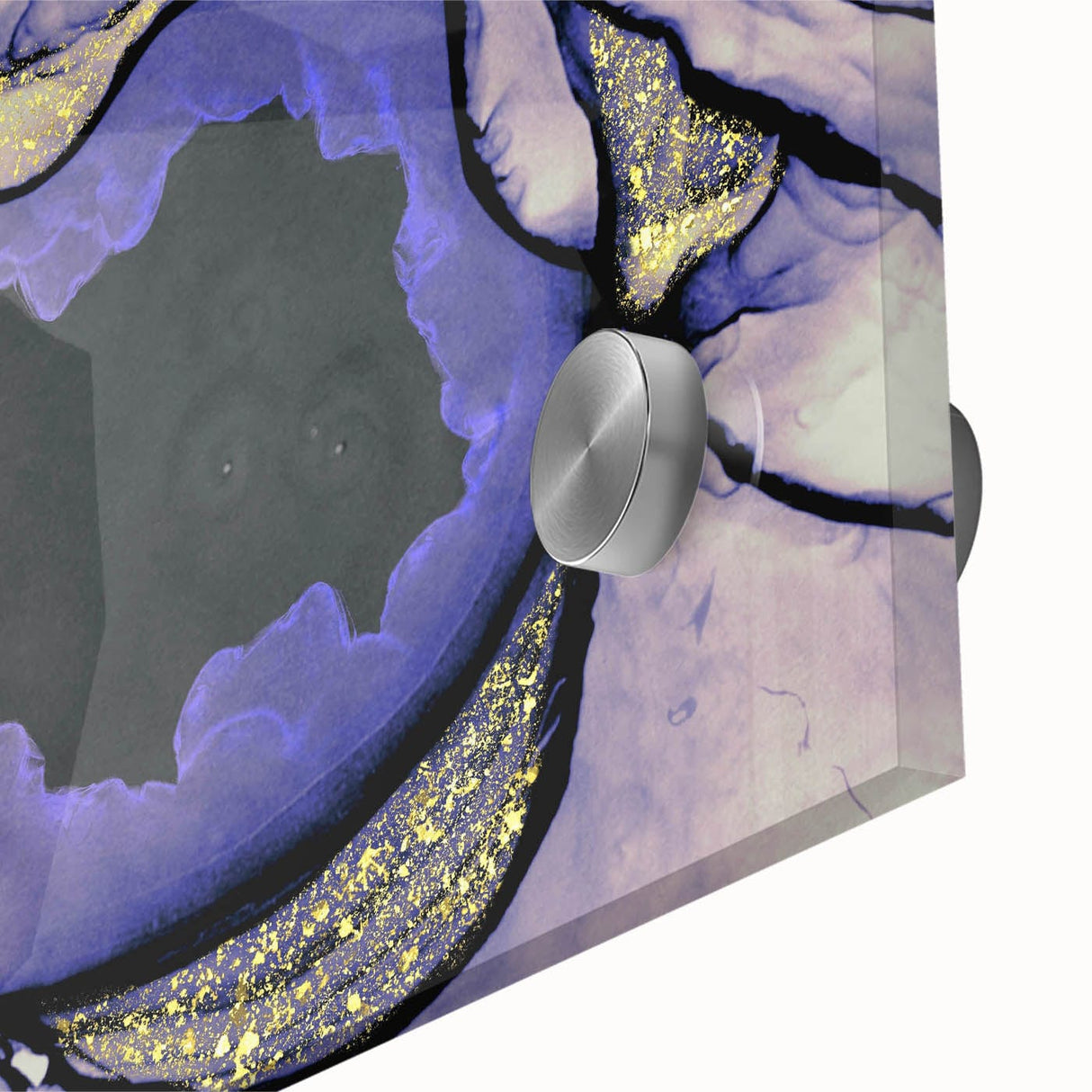 Contemporary Fluid Art Piece – Lilac & Gold Ink Style Canvas