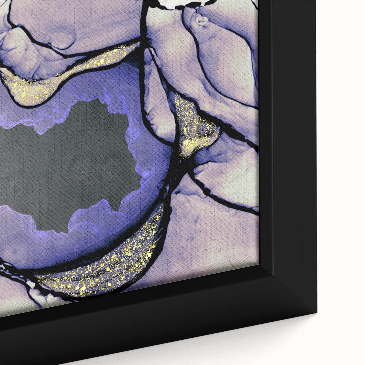 Contemporary Fluid Art Piece – Lilac & Gold Ink Style Canvas