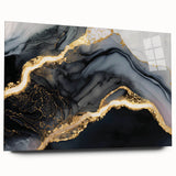 Luxury Abstract Wall Art – Black, Gray & Gold Stretched Canvas