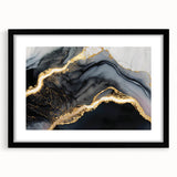 Luxury Abstract Wall Art – Black, Gray & Gold Stretched Canvas